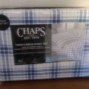 CHAPS by Ralph Lauren 4pc Twin Sheet Set - White/Blue Plaid